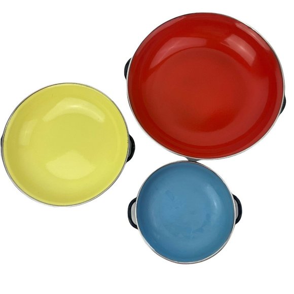 Emo Celje Kitchen Vintage 3 Piece Enamel Saute Pans Set Emo Celje